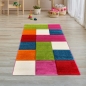 Preview: Kinderteppich Spielteppich Kinderzimmer Teppich Karo Muster Multicolour Rot Türkis Orange Creme Grün Pink