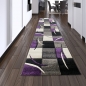 Preview: Designer Teppich Moderner Teppich Wohnzimmer Teppich Kurzflor Teppich mit Konturenschnitt Karo Muster Lila Grau Creme Schwarz