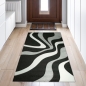 Preview: Designer Wohnzimmer Teppich | Wellenmuster | in schwarz grau weiß