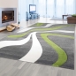 Preview: Teppich mit geschwungenen Linien | grün grau weiß