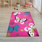 Preview: Lebhafter Schmetterling-Teppich für Kinderzimmer in pink