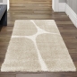 Preview: Moderner Hochflor Teppich Creme Akzente Weich pflegeleicht in organischem Muster Creme Beige