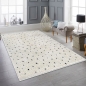Preview: Moderner Teppich  Hochflor  mit Pünktchen-Design weich modern Beige mit Schwarzen Punkten