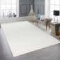 Preview: Wohnzimmer Schlafzimmer Teppich mit Hoch-Tief-Effekt und gemusterten Linien in der Farbe creme
