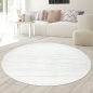 Preview: Wohnzimmer Schlafzimmer Teppich mit Hoch-Tief-Effekt und gemusterten Linien in der Farbe creme