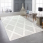 Preview: Wohnzimmer Schlafzimmer Teppich mit verschieden gemusterten Rauten in creme grau