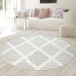 Preview: Wohnzimmer Schlafzimmer Teppich mit verschieden gemusterten Rauten in creme grau