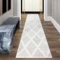 Preview: Wohnzimmer Schlafzimmer Teppich mit verschieden gemusterten Rauten in creme grau