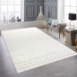 Preview: Boho Wohnzimmerteppich mit Rauten und Kreisen in Creme