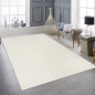 Preview: Schimmernder Wohnzimmer-/Schlafzimmer-Teppich strapazierfähig mit ovalem Linienmuster in Creme