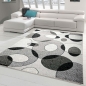 Preview: Designer Teppich Moderner Teppich Wohnzimmer Teppich Kreis Muster in Grau Creme Schwarz