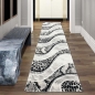 Preview: Moderner Teppich Leopardenmuster Grau Schwarz Creme fürs Zuhause