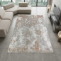 Preview: Teppich Kupfer Grau Creme mit abstraktem Muster und Fransen modern