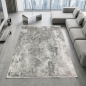 Preview: Teppich Grau Creme mit abstrakter Struktur, Fransen und modernem Design