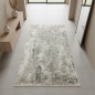 Preview: Teppich Grau Creme mit abstrakter Struktur, Fransen und modernem Design