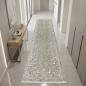 Preview: Teppich Dunkelbeige mit Bordürenmuster, Fransen und modernem Design