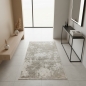 Preview: Teppich Beige Creme mit abstraktem Muster, Fransen und modernem Design