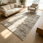 Preview: Teppich Beige moderne Ornamentoptik flache Flanelloberfläche