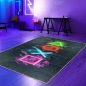 Preview: Gaming Teppich mit neonfarbigen Symbolen auf schwarzem Hintergrund