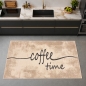 Preview: Küchenläufer Beige mit Coffee-Time-Schriftzug im Vintage-Look