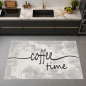 Preview: Küchenläufer Grau mit Coffee-Time-Schriftzug und melierter Optik