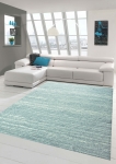 Preview: Designer und Moderner Teppich Wohnzimmerteppich Kurzflor Uni Design in Blau