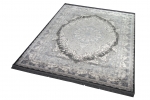 Preview: Wollteppich hochwertiger Teppich mit klassischen Ornamenten aus Naturfasern in grau