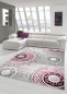Preview: Designer Teppich Moderner Teppich Wohnzimmer Teppich Klassisch gemustert Kreis Ornamente in Pink Lila Grau Creme