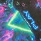 Preview: Gaming-Teppich mit lebendigen neon-farbigen Symbolen und schwebendem Controller