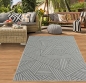 Preview: In- & Outdoor Teppich Sisal Optik Terrasse Küche Wohnzimmer Balkon abstrakt gestreiftes Muster anthrazit