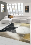 Preview: Teppich modern Teppich Wohnzimmer abstrakt in grau gold