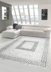 Preview: Moderner Teppich Orientteppich mit Glitzergarn mit Bordüre in Grau