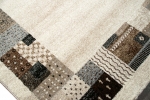 Preview: Designer Teppich Moderner Teppich Wohnzimmer Teppich mit Bordüre Design Multicolour in Braun Beige Creme Türkis