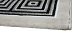 Preview: Designer Teppich Moderner Teppich Wohnzimmer Teppich mit Ornament Bordüre   Grau Cream Schwarz