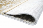 Preview: Designer Teppich - Läufer - Moderner Teppich Kurzflor Teppich mit Konturenschnitt Kariert in Grau Senfgelb Creme