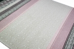 Preview: Orientteppich Wohnzimmer Teppich Karo in Creme Grau Lila
