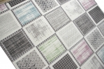Preview: Designer und Moderner Teppich Kurzflor mit Karomuster in Lila Blau Grün Grau