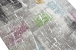 Preview: Designer und Moderner Teppich Kurzflor Wohnzimmerteppich in Lila Beige Grün Blau