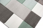 Preview: Designer Teppich Moderner Teppich Wohnzimmer Teppich Kurzflor Teppich mit Konturenschnitt Karo Muster mit Pastellfarben Grün Creme Beige Grau