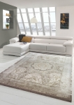 Preview: Wollteppich hochwertiger Teppich mit floralem Design aus Naturfasern in beige