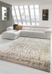 Preview: Wollteppich Teppich mit floralem Design Wohnzimmer Teppich Orient aus Naturfasern in beige