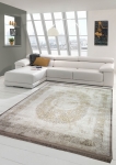 Preview: Wollteppich Teppich Wohnzimmer Orientteppich mit Ornamenten aus Naturfasern in beige