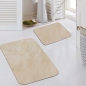 Preview: Badteppich WC Teppich Badematten Set 2 teilig waschbar rutschfest in beige