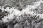 Preview: Teppich Shaggy Langflor Hochflor Teppich Rautenmuster in grau creme