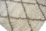 Preview: Shaggy Wohnzimmerteppich Hochflor Langflor Rautenmuster in Creme Beige