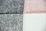 Preview: Wohnzimmer Teppich Design mit Karo Muster in Rosa Grau Türkis