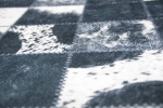 Preview: Kuhfell Imitat Teppich Patchwork in Schwarz Grau Weiß