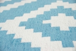 Preview: Teppich modern Orientteppich Wohnzimmer Teppich Marokkanisches Muster in blau weiß