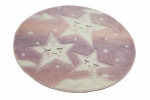 Preview: Kinderzimmer Teppich Spielteppich Himmel Wolken Sterne Design rosa creme