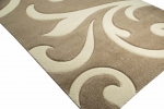 Preview: Designer Teppich Moderner Teppich Wohnzimmer Teppich Kurzflor Teppich mit Konturenschnitt Wellenmuster Braun Beige Mocca